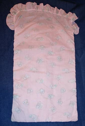 Sleeping Bag Fits Dolls 16" To 18" Pink Dots With Bear Print Camping JC Toys - Image 1