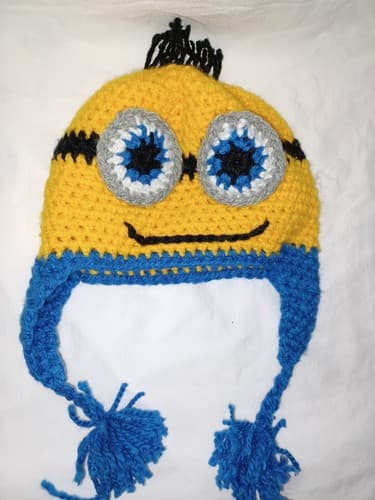 Crocheted Despicable Me Minion Hat Size S/M Handmade - Image 1