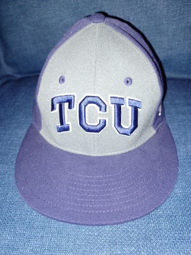 TCU Horned Frogs Embroidered 2 tone Purple & Gray Baseball Hat Cap Zephyr M/L - Image 1