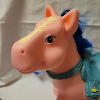 Vintage 1980s Coleco Cabbage Patch Kids Show Pony Pink Body Blue Hair & Saddle - Thumbnail 4