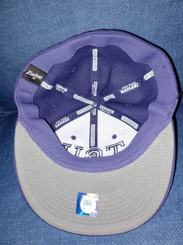 TCU Horned Frogs Embroidered 2 tone Purple & Gray Baseball Hat Cap Zephyr M/L - Thumbnail 5