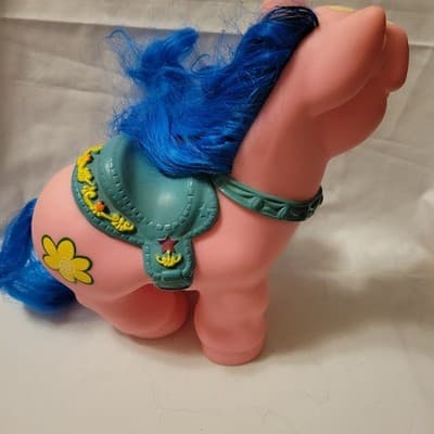 Vintage 1980s Coleco Cabbage Patch Kids Show Pony Pink Body Blue Hair & Saddle - Thumbnail 8