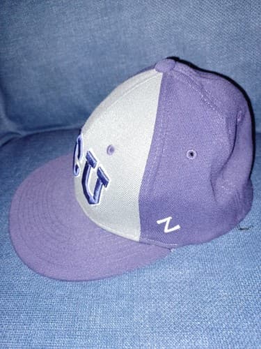 TCU Horned Frogs Embroidered 2 tone Purple & Gray Baseball Hat Cap Zephyr M/L - Thumbnail 2