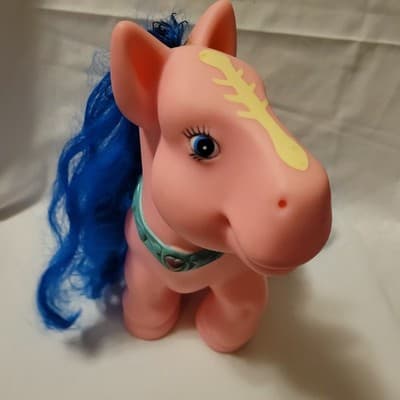 Vintage 1980s Coleco Cabbage Patch Kids Show Pony Pink Body Blue Hair & Saddle - Thumbnail 6