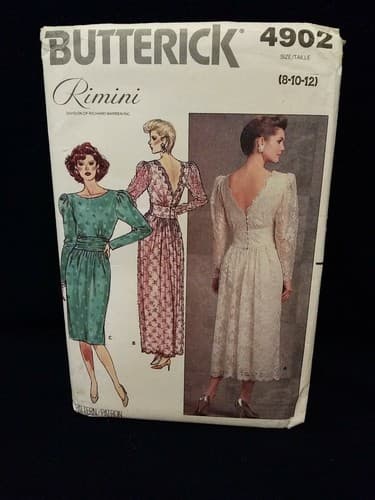 Vintage Butterick 4902 Rimini Sewing Pattern Size 8 10 12 Evening Cocktail Party - Image 1