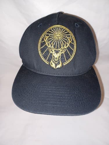 Jagermeister Liquor Baseball Cap Hat Snapback Adjustable Black Stag Gold Logo - Image 1