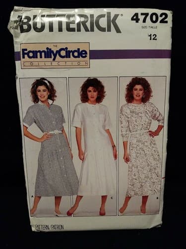 Vintage Butterick 4702 Sewing Pattern Size 12 The Family Circle Collection Dress - Image 1