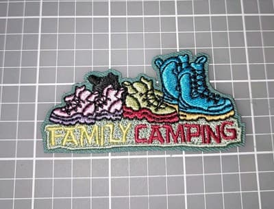 Family Camping Badge Girl & Boys Scouts Cub Fun Patch 1.75"×2.75" New - Image 1
