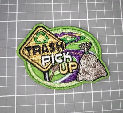 Trash Pick Up Patch Badge Girl & Boys Scouts Cub Fun Patch 1.75"×2.5" New - Image 1