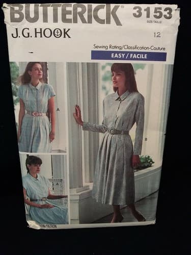 Vintage Butterick 3153 Sewing Pattern Size 12 Bust 34 Misses Petite Shirt Dress - Image 1