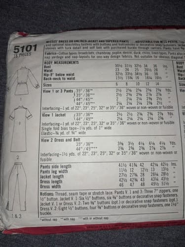 Vintage Simplicity 5101 Sewing Pattern Sz 12 Misses Petite Shirt Dress Pants 80s - Thumbnail 3