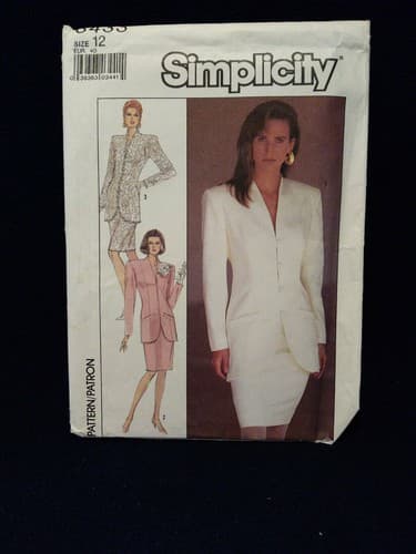 Vintage Simplicity 8453 Sewing Pattern Sz 12 Skirt Suit Blazer Jacket 80s Power - Image 1