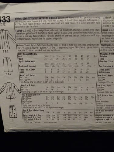 Vintage Simplicity 8453 Sewing Pattern Sz 12 Skirt Suit Blazer Jacket 80s Power - Thumbnail 4