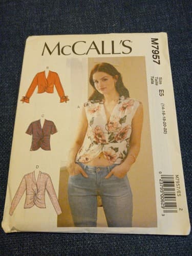 McCalls M7957 7957 Loose Fitting Top Long Short Sleeve Sz 14 16 18 20 22 Pattern - Image 1