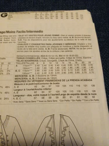 McCalls M7760 7760 Draped Vest & Jackets w Pleated Shoulder Sz 14-22 UC Pattern - Thumbnail 5