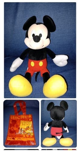 Walt Disney Classic Mickey Mouse Plush 14" Kohls & Small Reusable Tote You Get 2 - Image 1