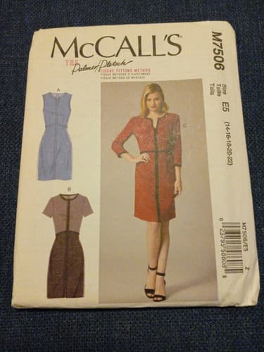 McCall’s M7506 Dress Pattern Split Neck or Hem Binding 14–22 Sewing Pattern - Image 1