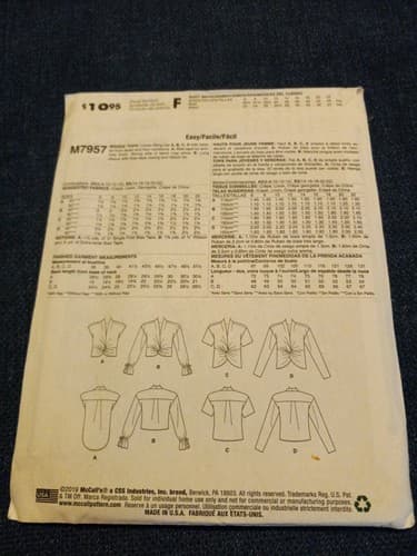 McCalls M7957 7957 Loose Fitting Top Long Short Sleeve Sz 14 16 18 20 22 Pattern - Thumbnail 2