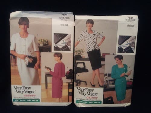 Vogue 7523 & 7524 Very Easy Misses Sewing Pattern Lot of 2 Top & Skirt Sz 6–10 - Image 1
