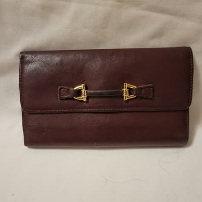 Vintage Italian Brown Leather Wallet Horsebit Buckle Fiocchi Italy - Image 1