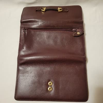 Vintage Italian Brown Leather Wallet Horsebit Buckle Fiocchi Italy - Thumbnail 6