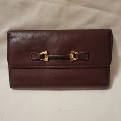 Vintage Italian Brown Leather Wallet Horsebit Buckle Fiocchi Italy - Thumbnail 2