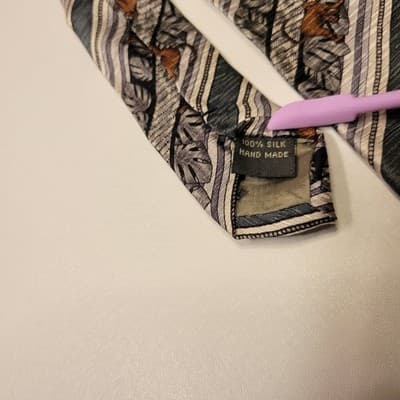 Tesoro Rosso Uomo Moda 100% Silk Tie Jungle Monkey Leaf Print Retro 90s Handmade - Thumbnail 6