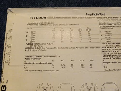 McCalls R10308 Designer LAURA ASHLEY Loose Pullover Dress Ruffle Hem Sz L XL UC - Thumbnail 5