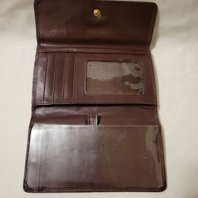 Vintage Italian Brown Leather Wallet Horsebit Buckle Fiocchi Italy - Thumbnail 4