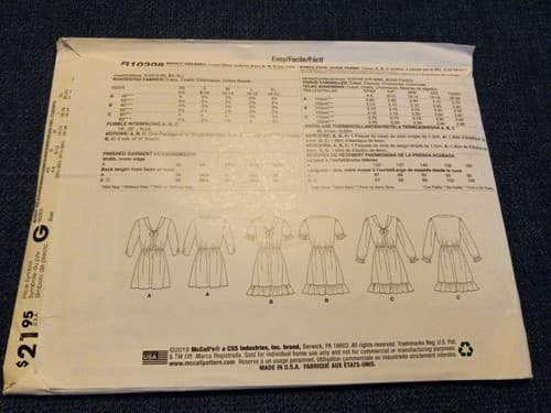 McCalls R10308 Designer LAURA ASHLEY Loose Pullover Dress Ruffle Hem Sz L XL UC - Thumbnail 3