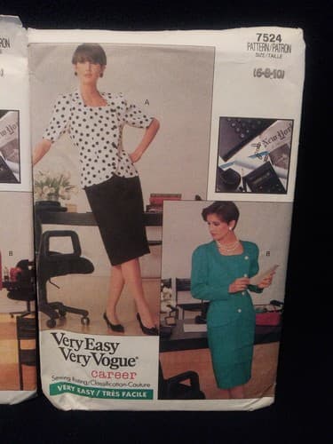 Vogue 7523 & 7524 Very Easy Misses Sewing Pattern Lot of 2 Top & Skirt Sz 6–10 - Thumbnail 3