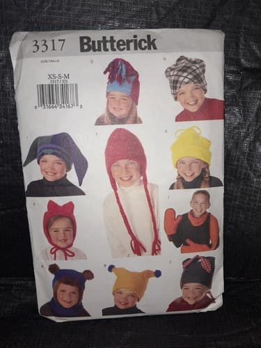 Butterick 3317 Kids Winter Hats Scarves Mittens Sewing Pattern 11 Projects - Thumbnail 2
