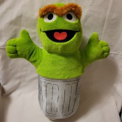Sesame Street Oscar the Grouch Plush Toy Green Muppet Trash Can No Tag - Thumbnail 2