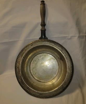 Antique Silverplate Serving Pan with Wooden Handle Ornate Trim 19.5" Long - Image 1