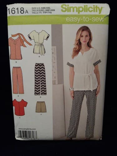 Simplicity 1618 Sewing Pattern Misses XXS-XXL Easy Tops Pants Skirts Shorts UC - Image 1