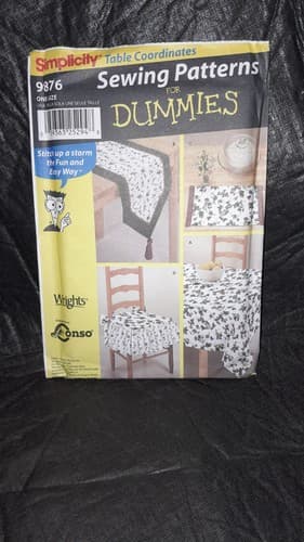 Simplicity 9876 Sewing Pattern For Dummies Table Runner & Chair Seat Covers UC - Image 1