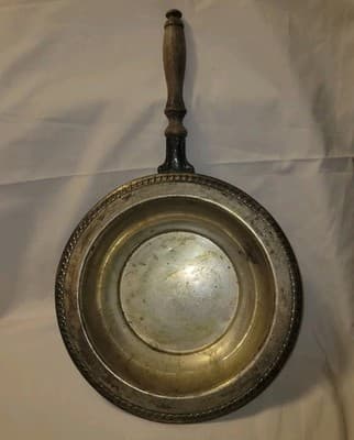 Antique Silverplate Serving Pan with Wooden Handle Ornate Trim 19.5" Long - Thumbnail 2