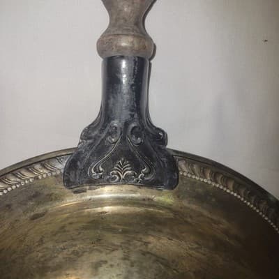 Antique Silverplate Serving Pan with Wooden Handle Ornate Trim 19.5" Long - Thumbnail 7