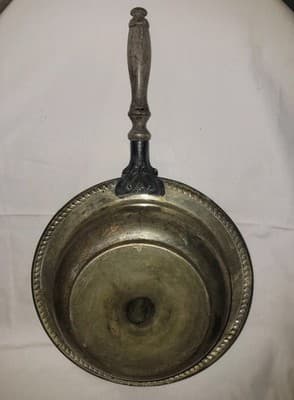 Antique Silverplate Serving Pan with Wooden Handle Ornate Trim 19.5" Long - Thumbnail 5