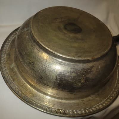 Antique Silverplate Serving Pan with Wooden Handle Ornate Trim 19.5" Long - Thumbnail 10