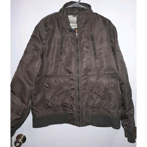 American Rag Cie Mens Chocolate Brown Bomber Jacket Size L Large Biker - Image 1