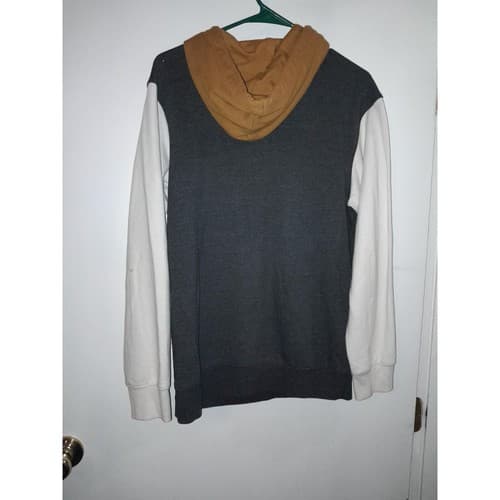 Original Use Color Block Hoodie Small Gold Gray White – Streetwear Retro Casual - Thumbnail 4