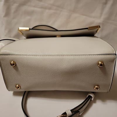 Dune London Structured Satchel Handbag Ivory Textured Flap Top Handle Crossbody - Thumbnail 11