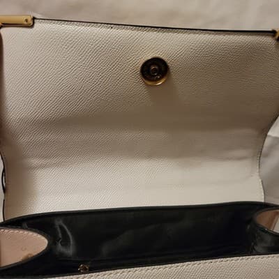 Dune London Structured Satchel Handbag Ivory Textured Flap Top Handle Crossbody - Thumbnail 13
