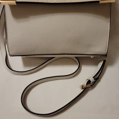 Dune London Structured Satchel Handbag Ivory Textured Flap Top Handle Crossbody - Thumbnail 6