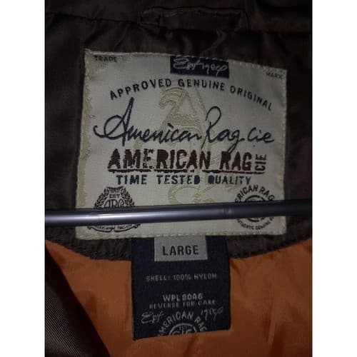 American Rag Cie Mens Chocolate Brown Bomber Jacket Size L Large Biker - Thumbnail 5