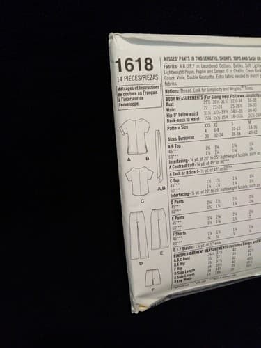 Simplicity 1618 Sewing Pattern Misses XXS-XXL Easy Tops Pants Skirts Shorts UC - Thumbnail 3