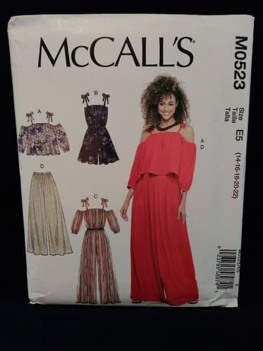 McCall’s M0523 Boho Chic Off-Shoulder Dress Top Wide-Leg Pants Pattern Sz 14-22 - Image 1