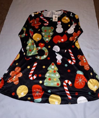 Christmas SNOWMAN Candy Canes Dress Long sleeve Dress 2XL XXL Fashion Women - Image 1