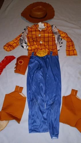 Woody Toy Story 4 Deluxe Halloween Costume Cowboy Dress Up Boy's Medium M Disney - Image 1